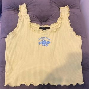 Yellow, Medium, Cropped Tank Top